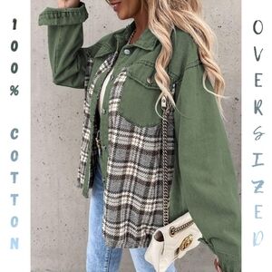 Matcha Denim Plaid Contrast Jacket